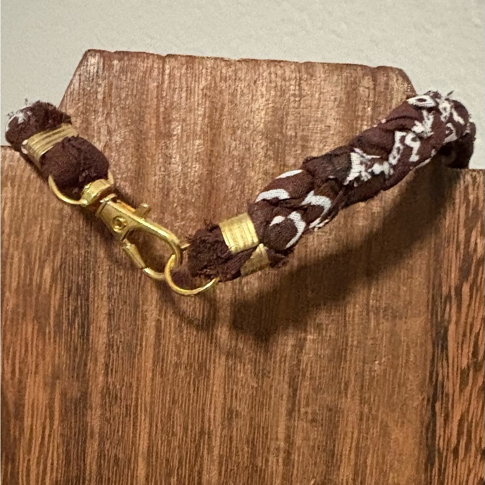 Gem- Handmade Braided Brown bandana Choker charm Necklace - Picture 6 of 7